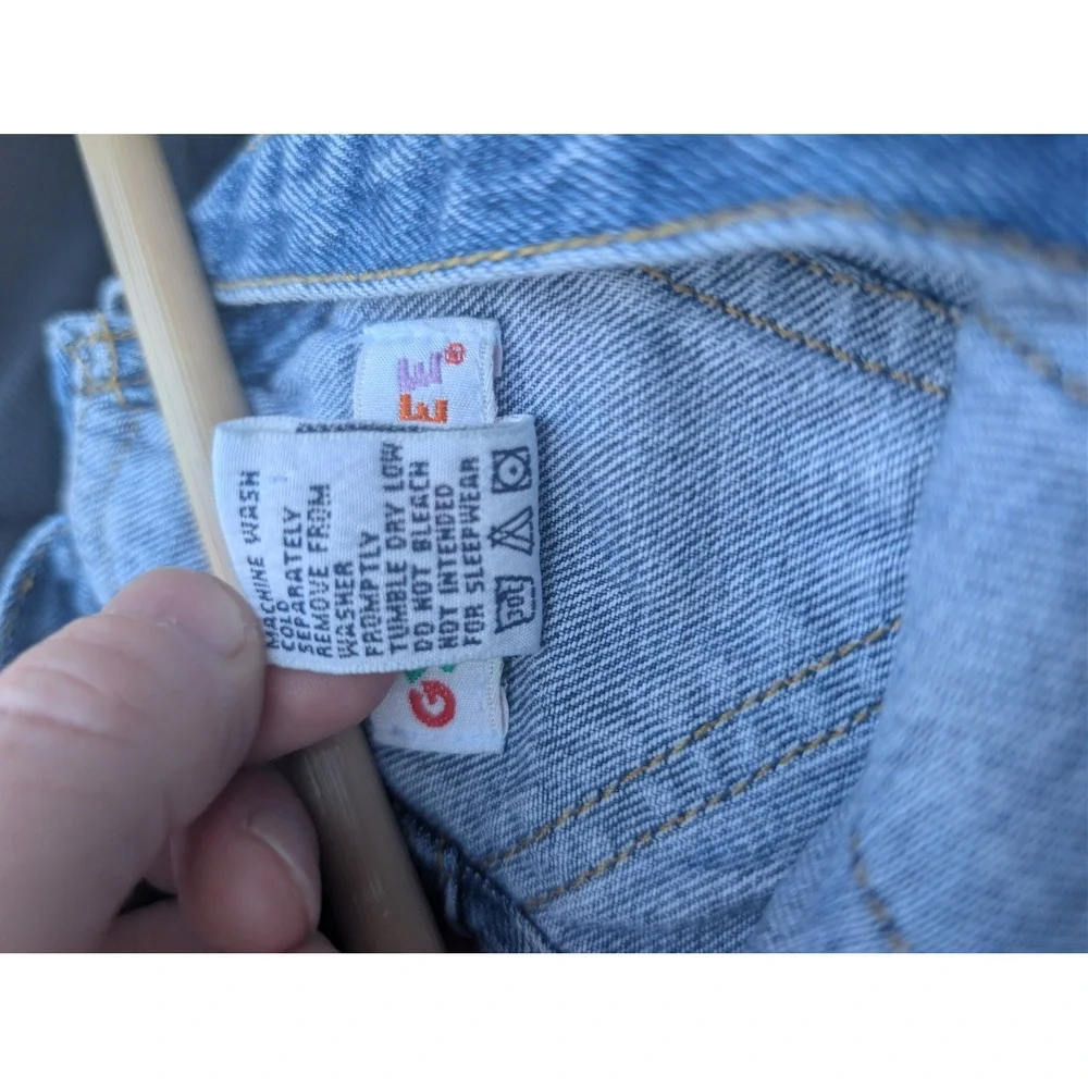 Vintage Gymboree Overalls Kids Size Small 2T 3T Blue Denim Cargo Rainbow Tag 90s